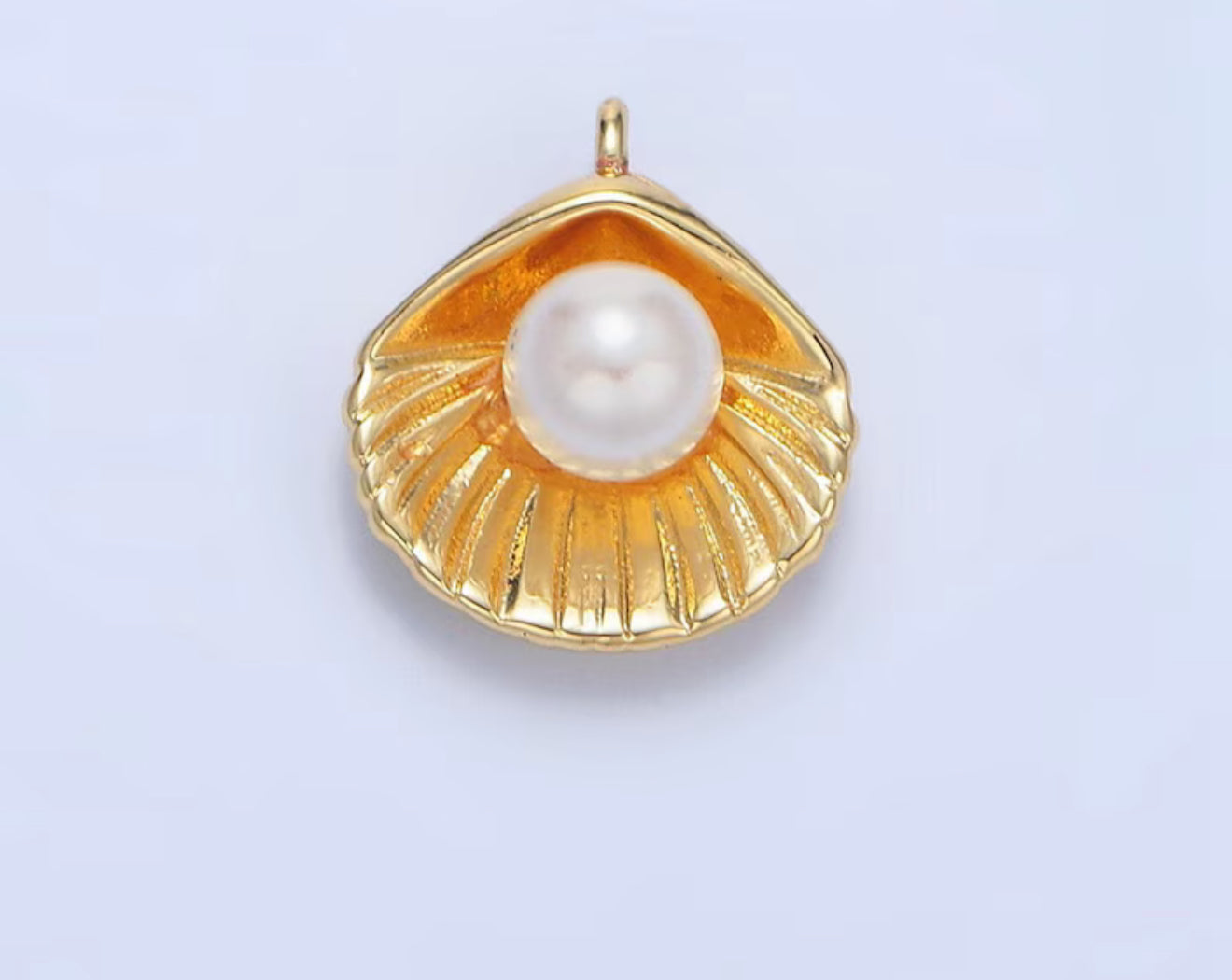 Gold Seashell Pearl Charm